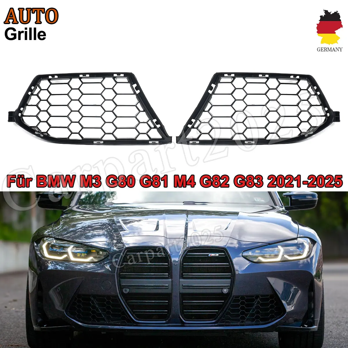 

Для BMW G80 G81 M3 G82 G83 M4 Передний бампер Воздухозаборник Противотуманные фары Решетки 2021 2022 2023 2024 2025 замена для 51118069439