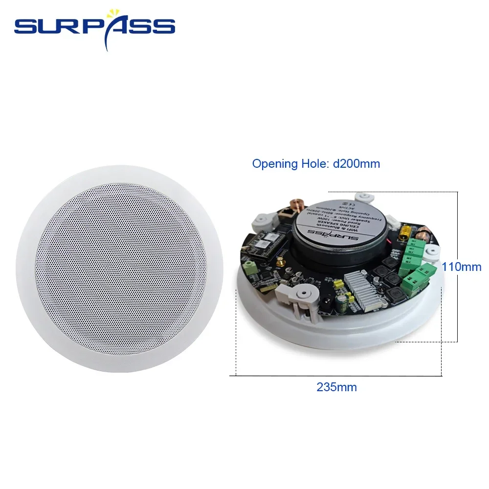 6 بوصة 30 واط 2 قطعة واي فاي بلوتوث نظام السقف المدمج في الفئة D مضخم رقمي نظام الصوت المنزلي لمكبرات الصوت المسرحية