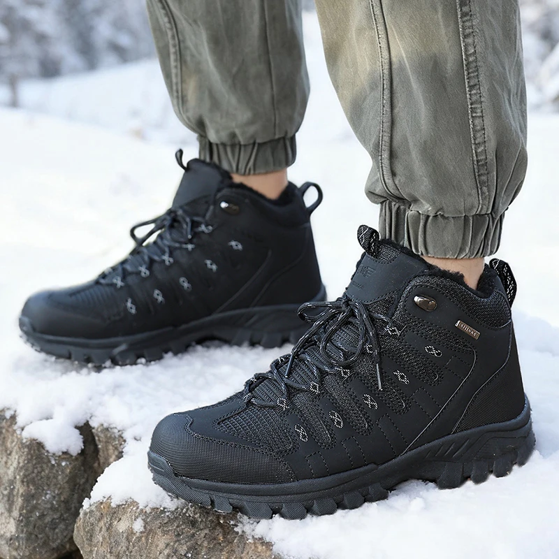 Winter Men's Boots Warm Plush Men's Snow Boots High Quality Winter Non-Slip Sneakers Outdoor Men's Hiking Ankle Boots Work Shoes view 3