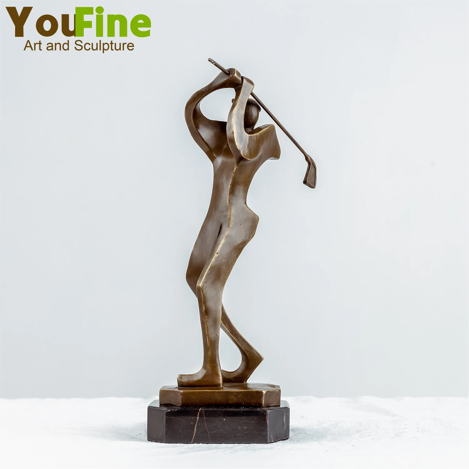 Abstract Golfer Bronze Sculpture Bronze Golfing Statue Modern Art Bronze Sports Figurines For Home Indoor Decor Ornament Gifts