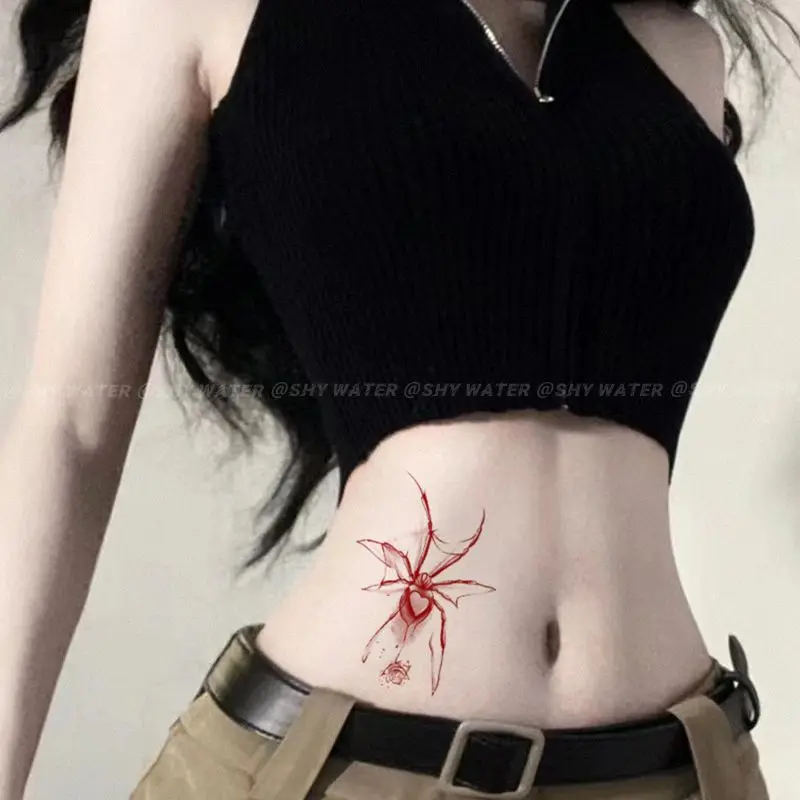 Spider สติ๊กเกอร์รอยสักชั่วคราวผีเสื้อ Rose ดอกไม้ Tattoo Y2K น่ารัก Tattoo Art รอยสักปลอมสําหรับผู้หญิงเซ็กซี่ Tattoo สติกเกอร์