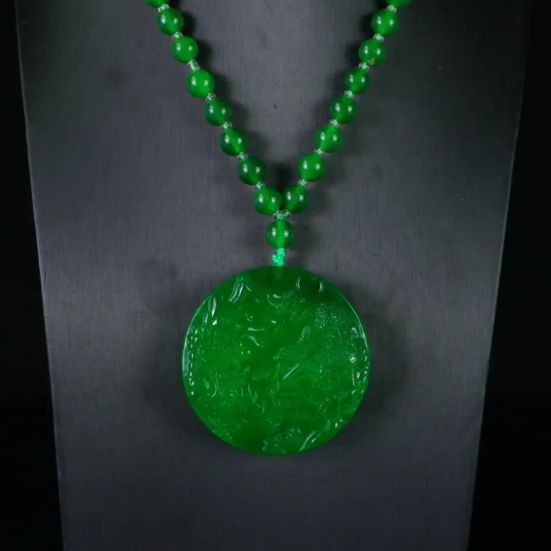 

Natural High Ice Quartzite Jade Landscape Brand Pendant Necklace