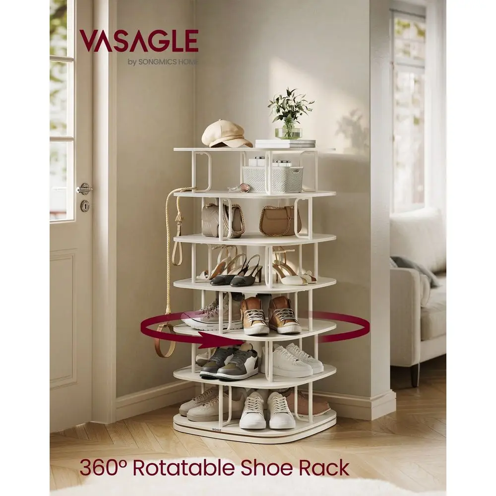 7Tier Shoe Rack, Rotating Shoe Rack Tower, Shoe Closet Organizer, Shoe Shelf, 2835 Pairs, 23.6 X 23.6 X 47.2 Inches, For Entryw