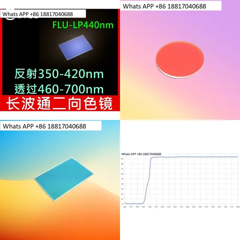 1PC for 440Nm Long Pass Dichroic Mirror Beam Splitter Combining Mirror 45 Degree Imaging Stage
