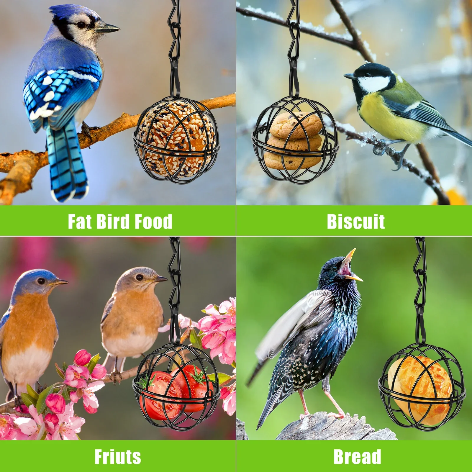 Outdoor Garden Decor Ball Metal Bird Feeder Set Squirrel Proof Hanging Hummingbird Feeders Bird Feeding Station Kit