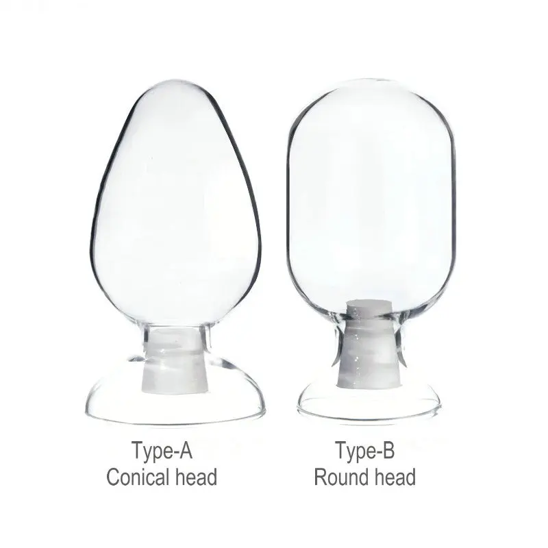 1pcs 125ml 250ml 500ml Lab Conical Head or Round Head Glass Sample Storage Bottle Exhibit Showing Flask with Rubber Stopper