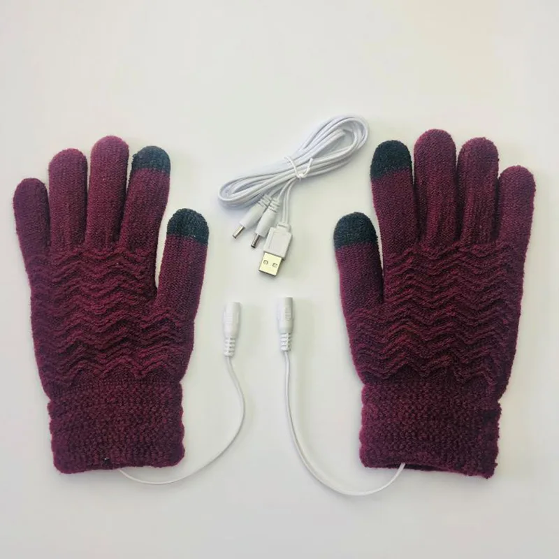 5-finger Heating USB Gloves with Heat Rays Warm Touch Screen Winter Man Mitten Heated Women's Paws Leather Winterize Accessories