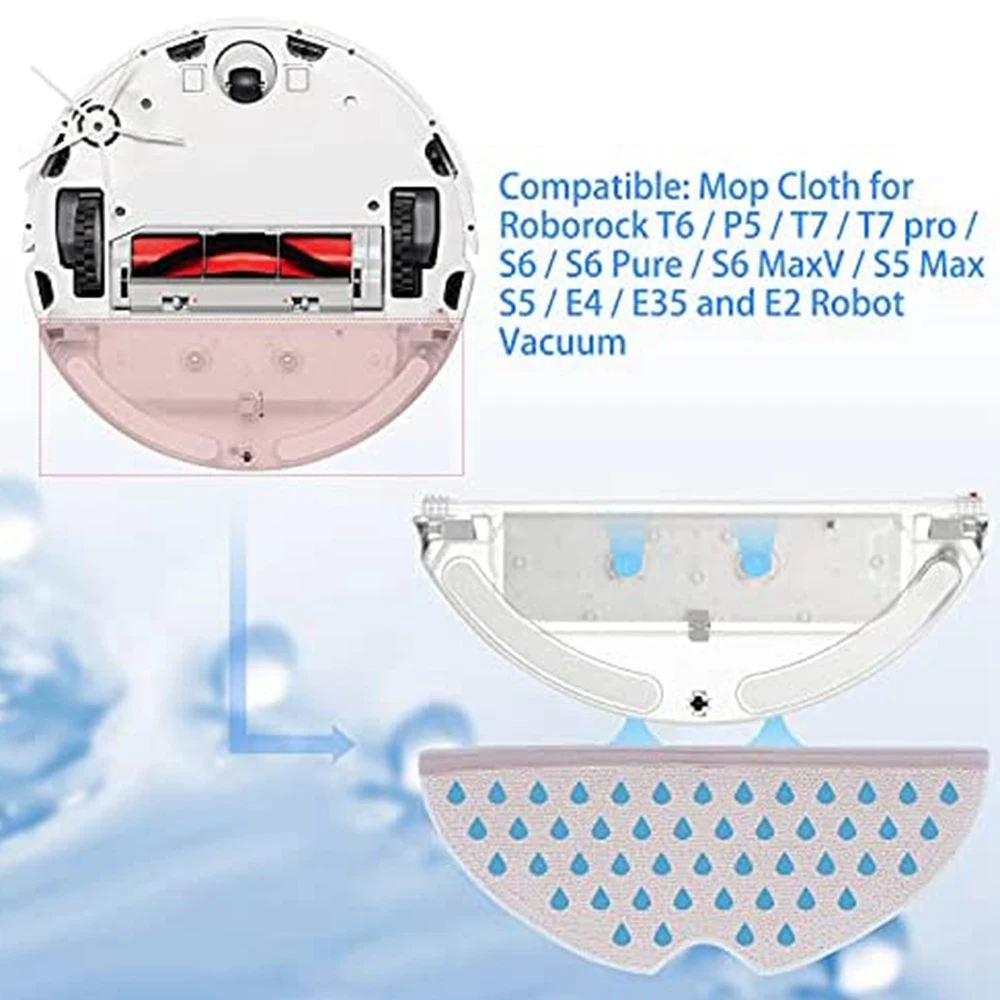 Mop Pad 4 Pack Microfiber Mop Doek Voor Roborock S6 S6 Pure S6 Maxv S5 Max S5 Robot Stofzuiger Mop Vervanging