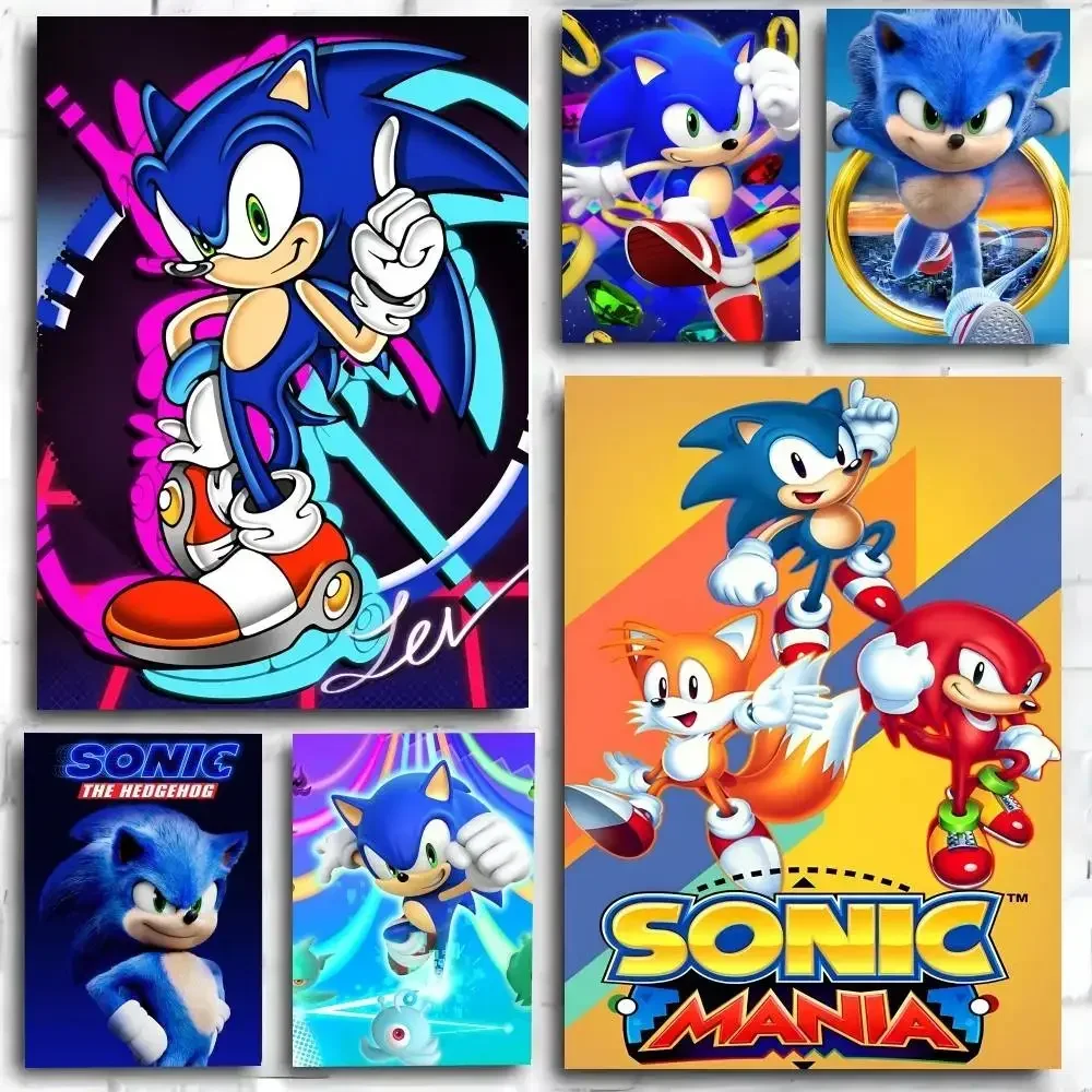Anime S-Sonic H-HedgehogES Poster Stickers HD Waterproof Painting Wall Art For Bedroom Living Room Home  ation Gift