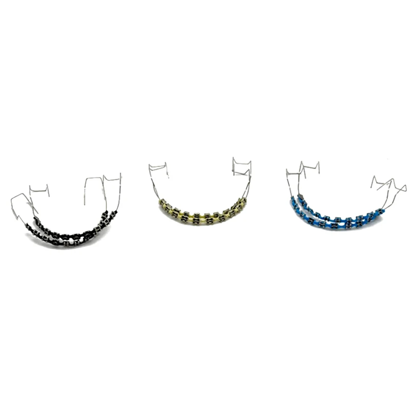 ~1Pair Dental Fake Braces Temporary Tooth Decoration With Hook With Metal Wires Colorful Metal Bracket Ligature Ties Dental Tool