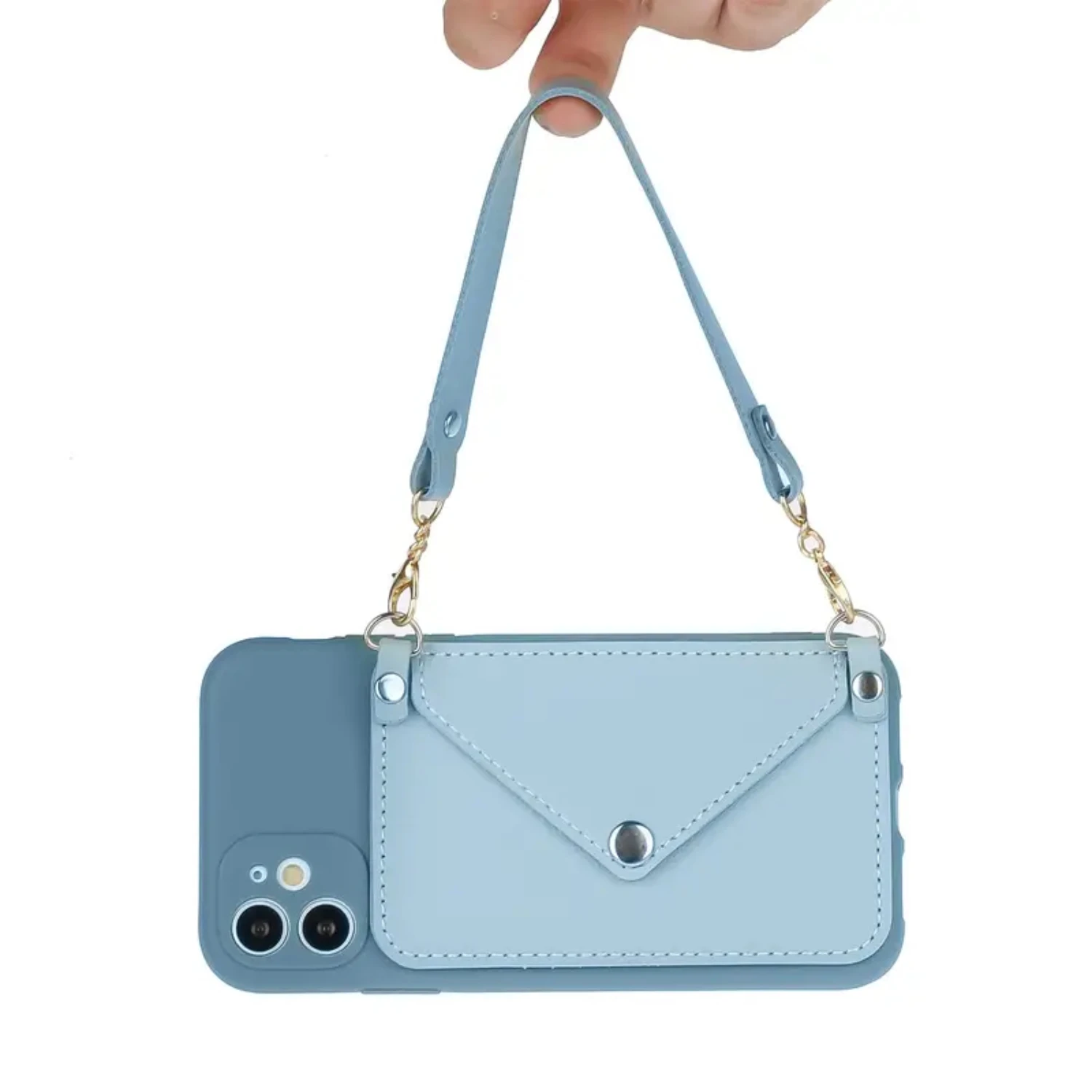 Messenger Card Case With Strap For IPhone Case Blue Multi-series