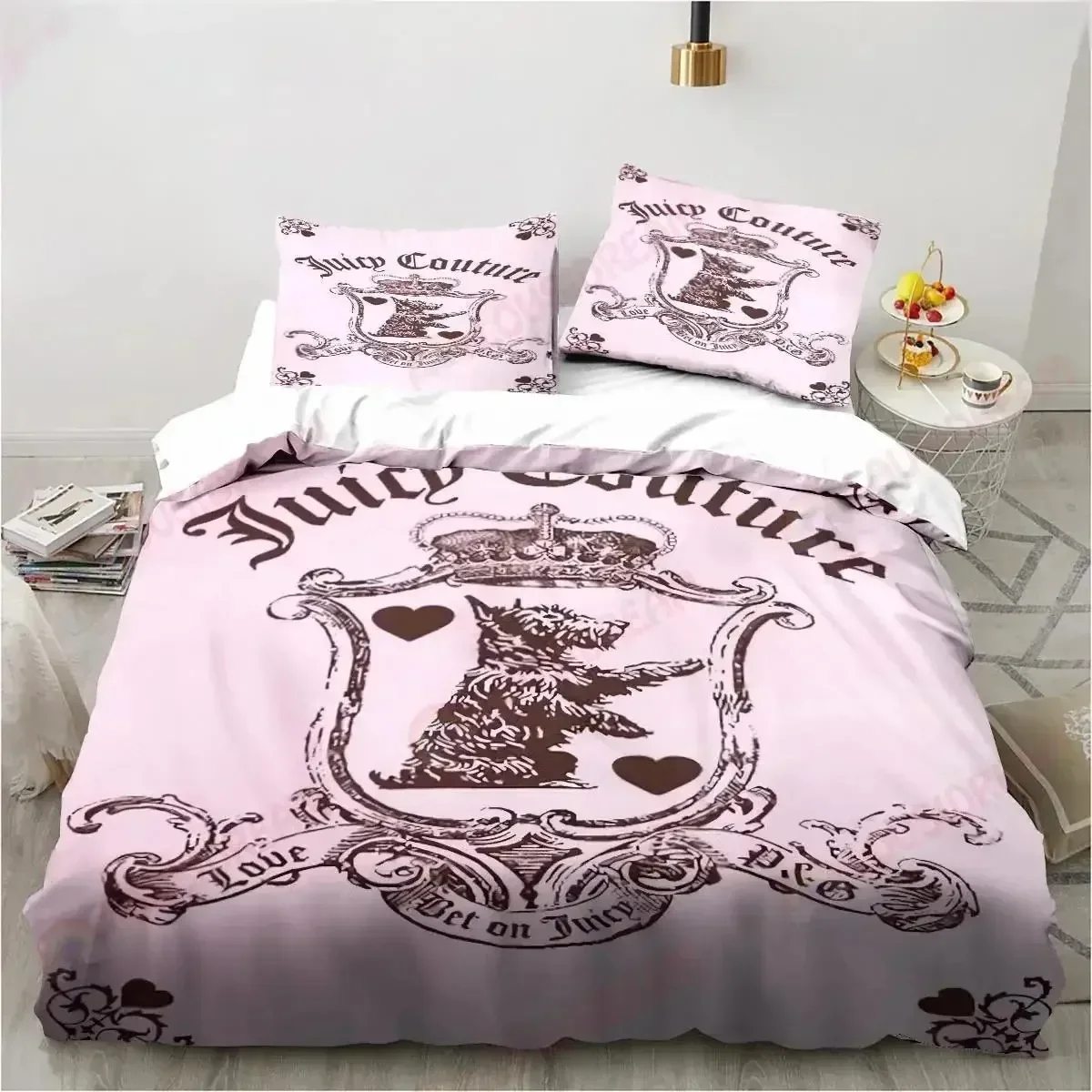 Juicy Couture Crown Bedding Set Music Band Excavator Sheet King Twin Double Child Bedding Set Mircofiber Polyester Duvet Cover