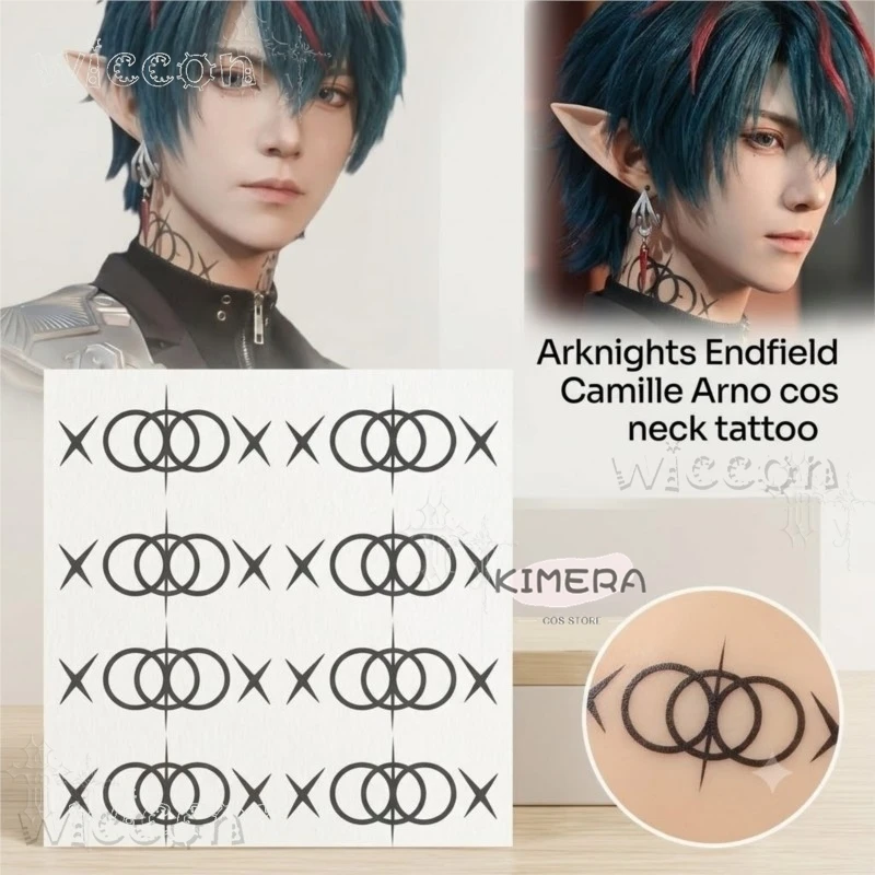 Halloween Cosplays Arknights Endfield Camille Arno Cos Temporary Neck Tattoo Sticker Water Transfer Print Prop view 2