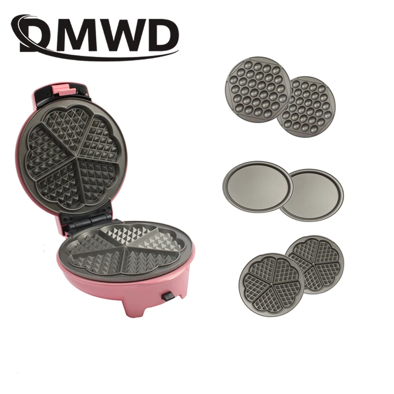 Multifunctional Electric Egg Waffle Maker Doughnut Cake Machine Mini Muffin Bubble Baking Pan Grill Oven 3 Changeable Plates EU