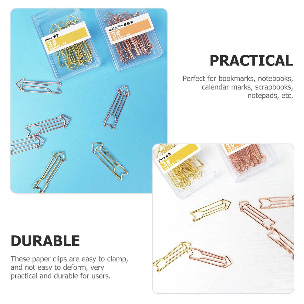 

40pcs Metal Arrow Shaped Paper Cute Memo Document Clips Creative Office Supplies For Study Decorative File