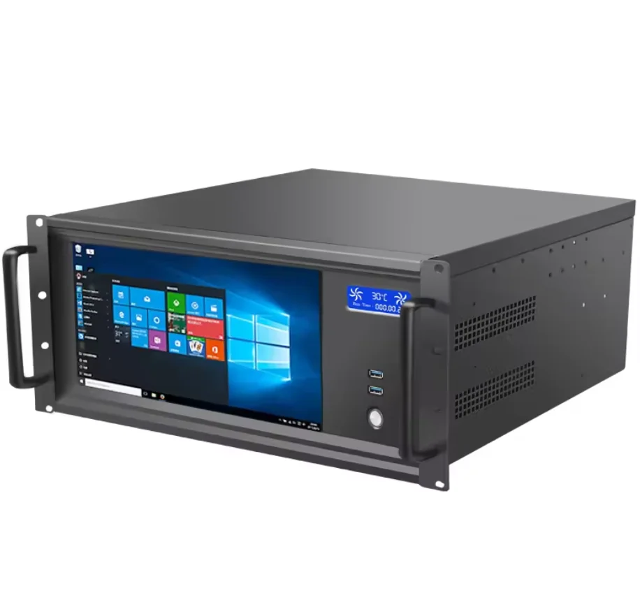New 5U Industrial PC Server Chassis with HD LCD Touch Screen Aluminum Panel 6 Connectors Fan-ATX Form Factor Plastic Stock Fan