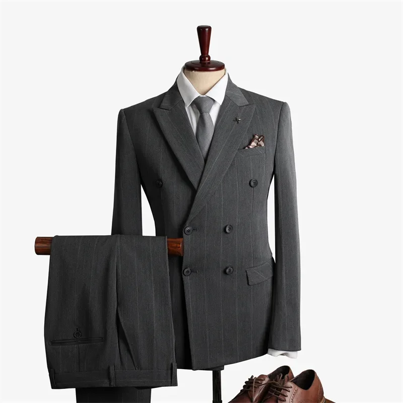 080117 Men's three-piece suit Korean style slim groomsmen suit business casual wedding suit