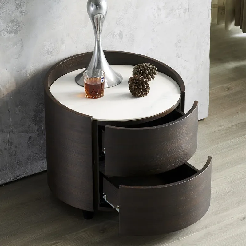 for Rock Slab Bedside Table Installation Free New Chinese Style Nightstand Eco Friendly Board High Load Bearing Storage