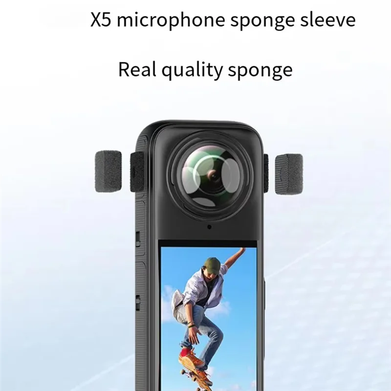 ABGQ Mikrofon do kamery Insta360 X4/ONE X3, osłona przeciwwietrzna, gąbka redukująca szumy, redukuje hałas