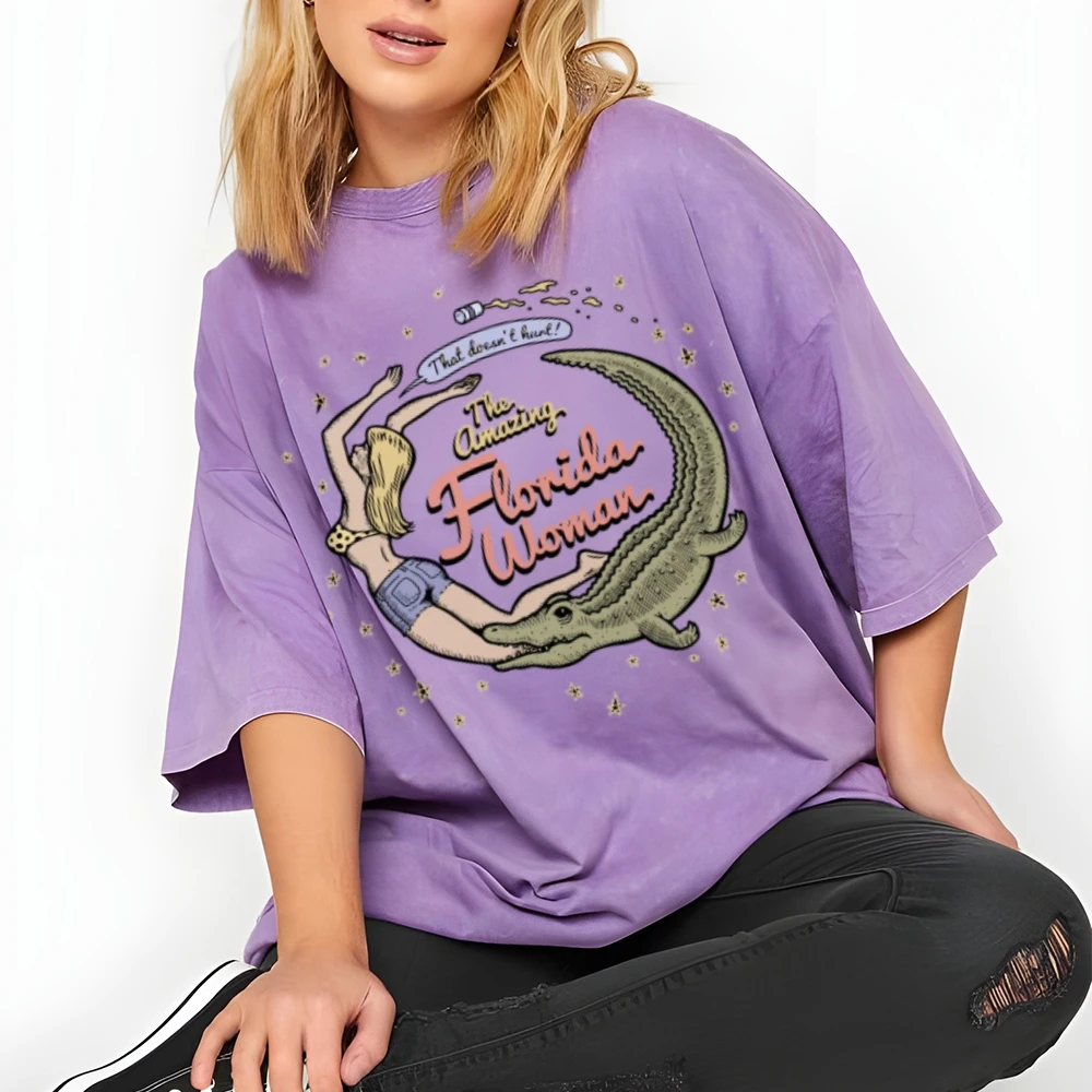 Florida Women T-Shirt Vintage Unisex Washed T-Shirt Retro Women Clothing y2k T-Shirt 90s Shirt Streetwear Shirt