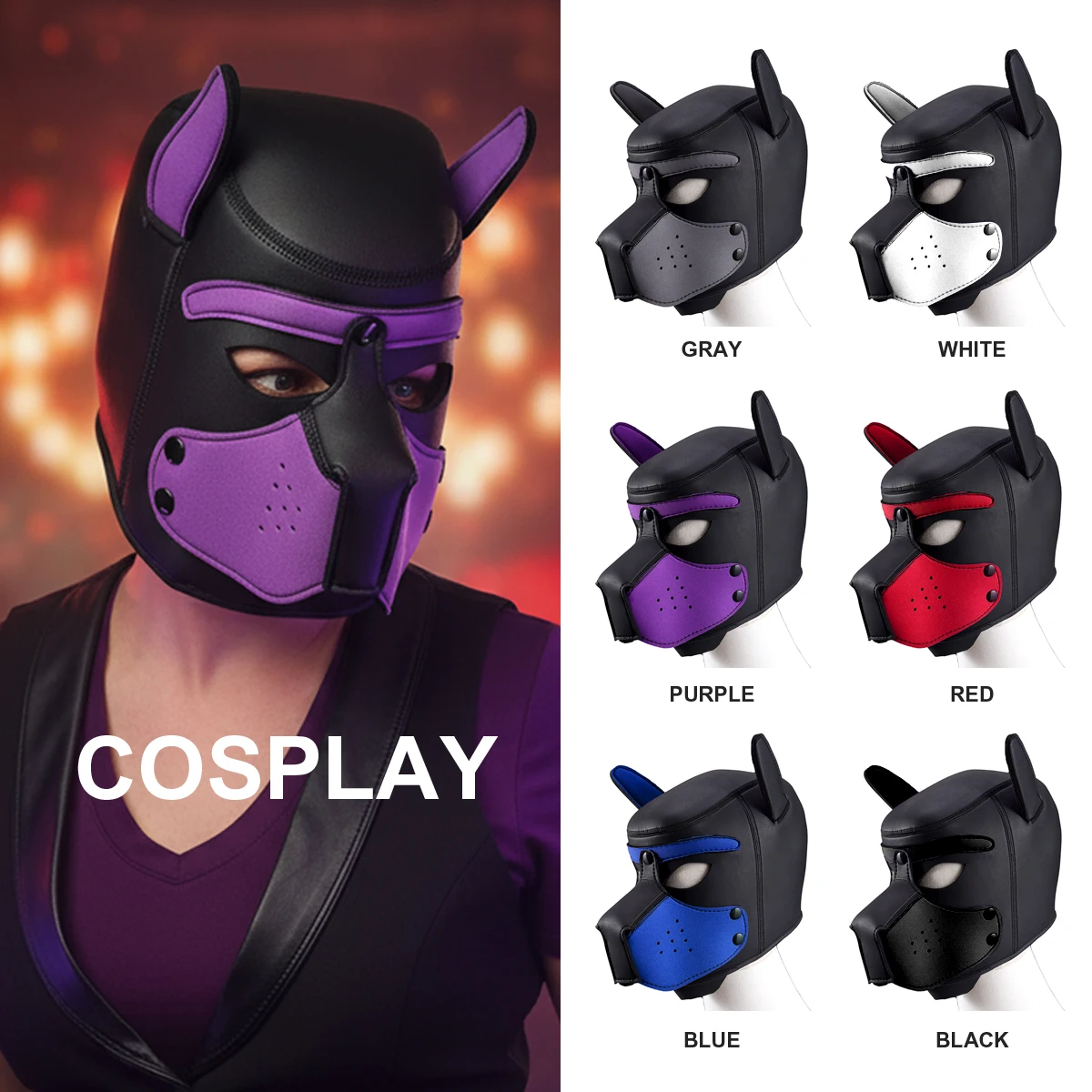 Neoprene dog headgear vest collar armband costume party costume mask cosplay adult sex toy Halloween gift Christmas gif