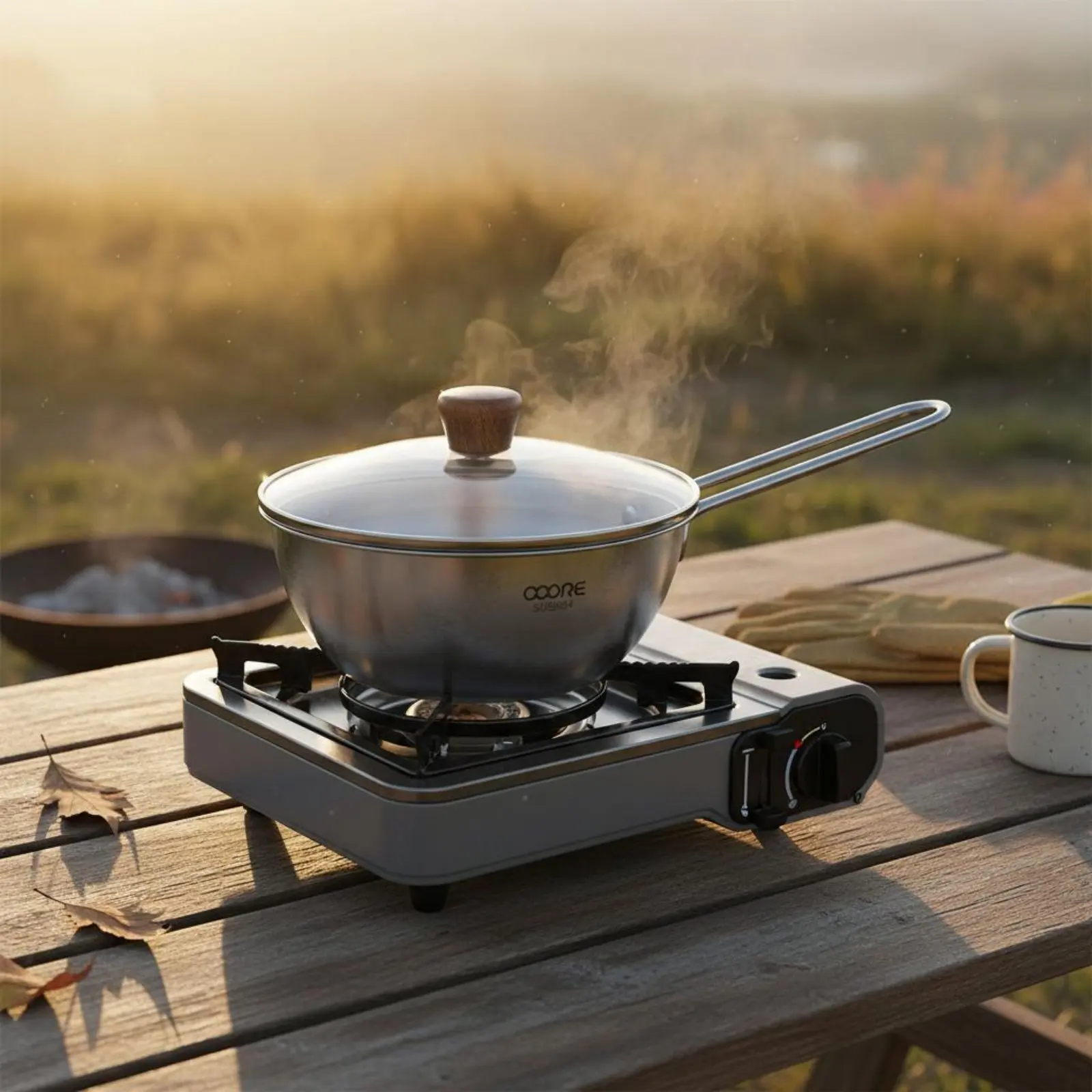 Stainless Steel Bowl with Handle Versatile Korean Type Pasta Bowl Small Pot Cooktop Top Compatible Kitchenware for Outdoor