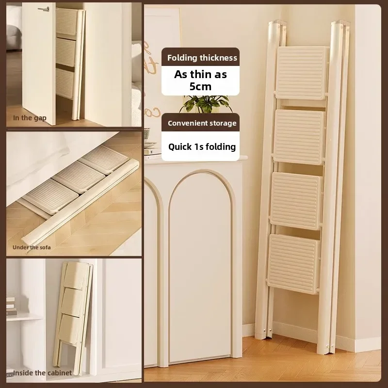 Modern minimalist portable folding ladder, thick carbon steel folding ladder, zigzag ladder, widened pedal, anti slip foot pad