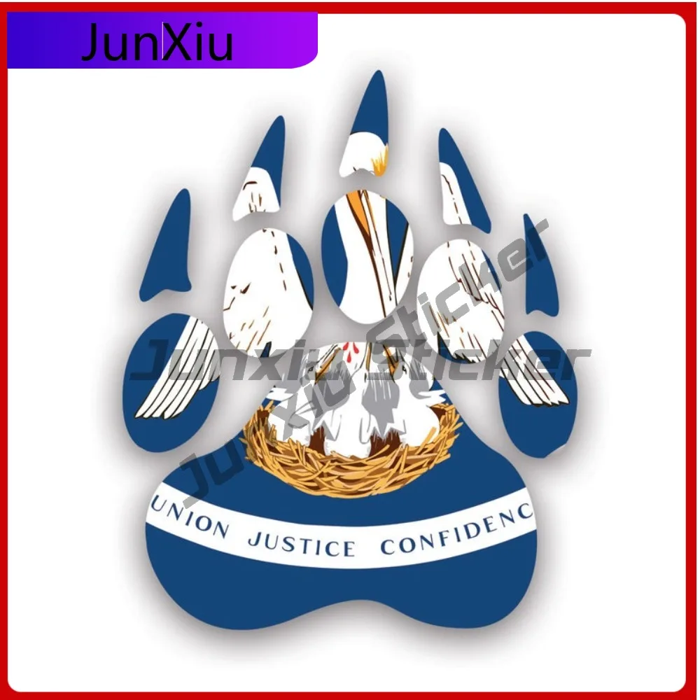 

Louisiana State Bear Print Shaped Sticker Creative Decals Grizzly Track Tracks Polar Outdoors Explore Hiking Camping State Flag