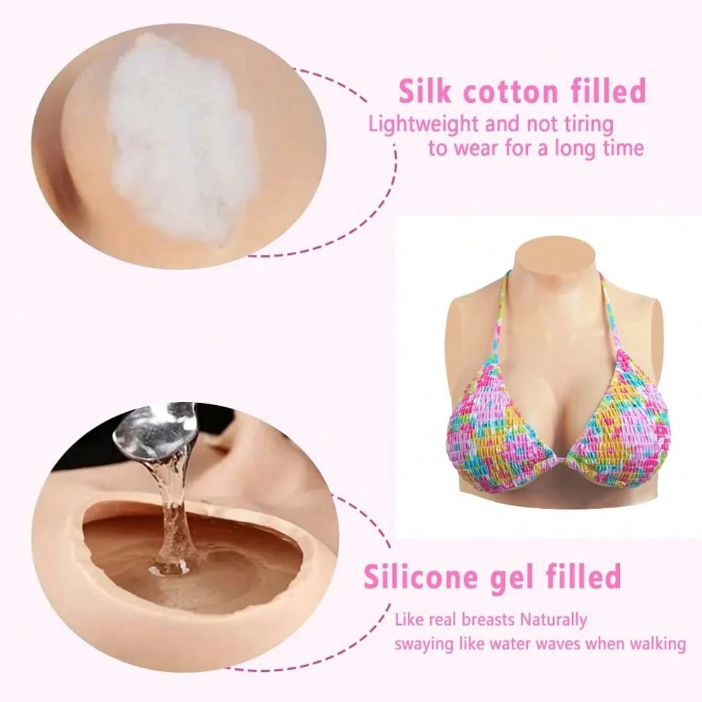 صدر مزيف من السيليكون، مناسب للعب الأدوار وملابس متقاطعة، كبير الحجم لكل من الرجال والنساء