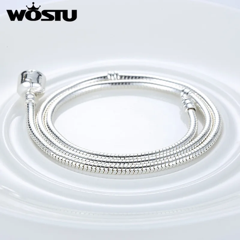 Hot Sale Authentic 45CM Silver Plated Snake Chain Necklace Fit Original Pendant Charms Beads For Women Fashion Jewelry