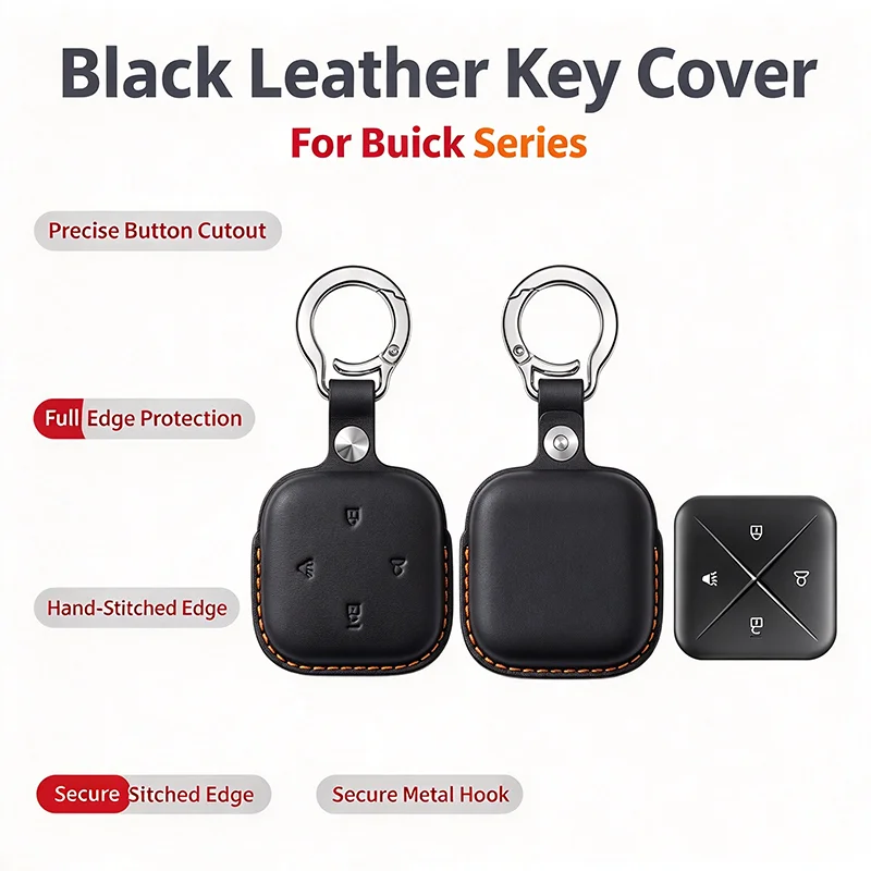 Car Key Case Cover Top Layer Cowhide Key Fob Buckle For Buick E5 2025 E4 2024 Full Coverage Protective Shell