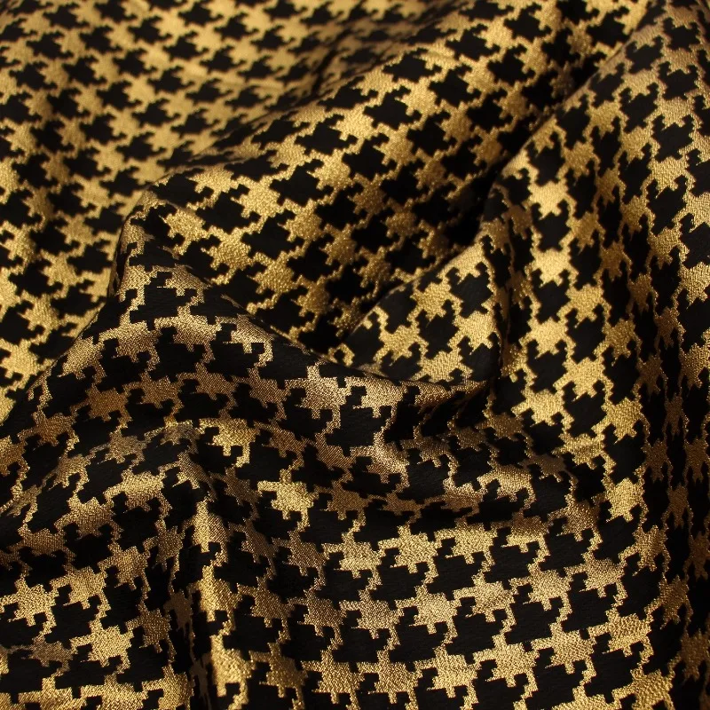 แฟชั่นพันนกตารางผ้าฝ้ายโพลีเอสเตอร์ Jacquard แฟชั่นผ้าชุดม้าเสื้อแจ็คเก็ตผ้าออกแบบ