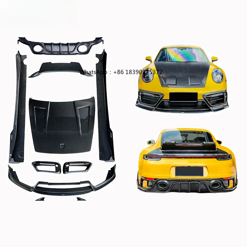 For  911 992 Modified Style Car Accessories Front Lip Side Skirts Hood New Dry Carbon Fiber Body Kit
