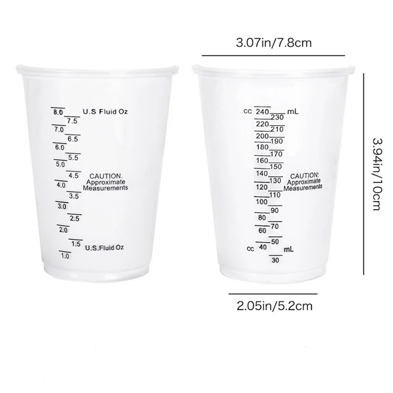 

AD30-200PCS 8Oz Disposable Measuring Cups Plastic Epoxy Resin Mixing Cups For Baking, Mixing Paint Pigments Durable