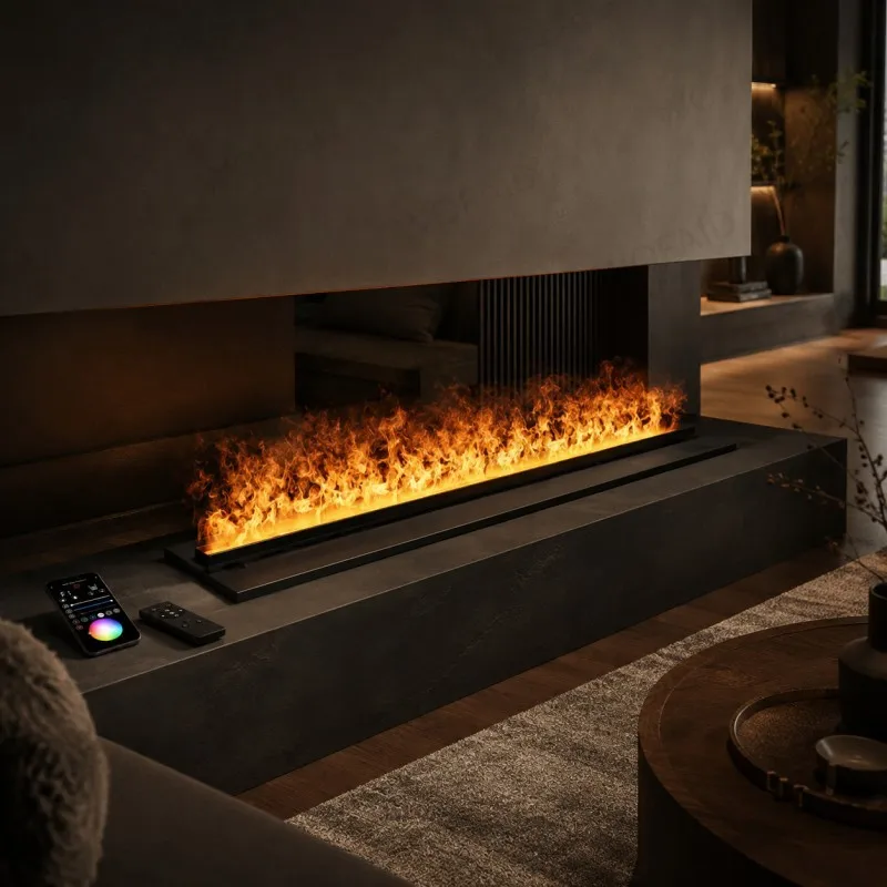 Flush Mount Electric Vapor Fireplace Drop In Water Vapor Fireplace Insert with 3D Mist Fire Display for Custom Cabinet Projects