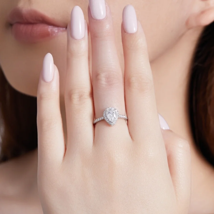 

6*8mm Ring Moissanite Rings Brilliant Pear Cut 925 Sterling Silver Ring with Gra Certificate Fine Jewelry Woman