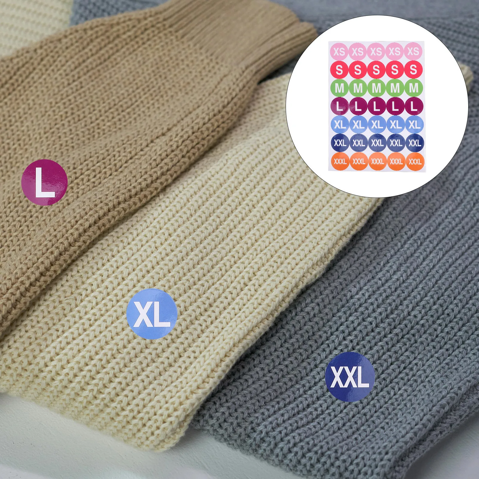 

350Pcs Clothing Size Round Stickers Color Coded Size Labels for Apparel Sizing Sticker Small Business Garage Sale Use