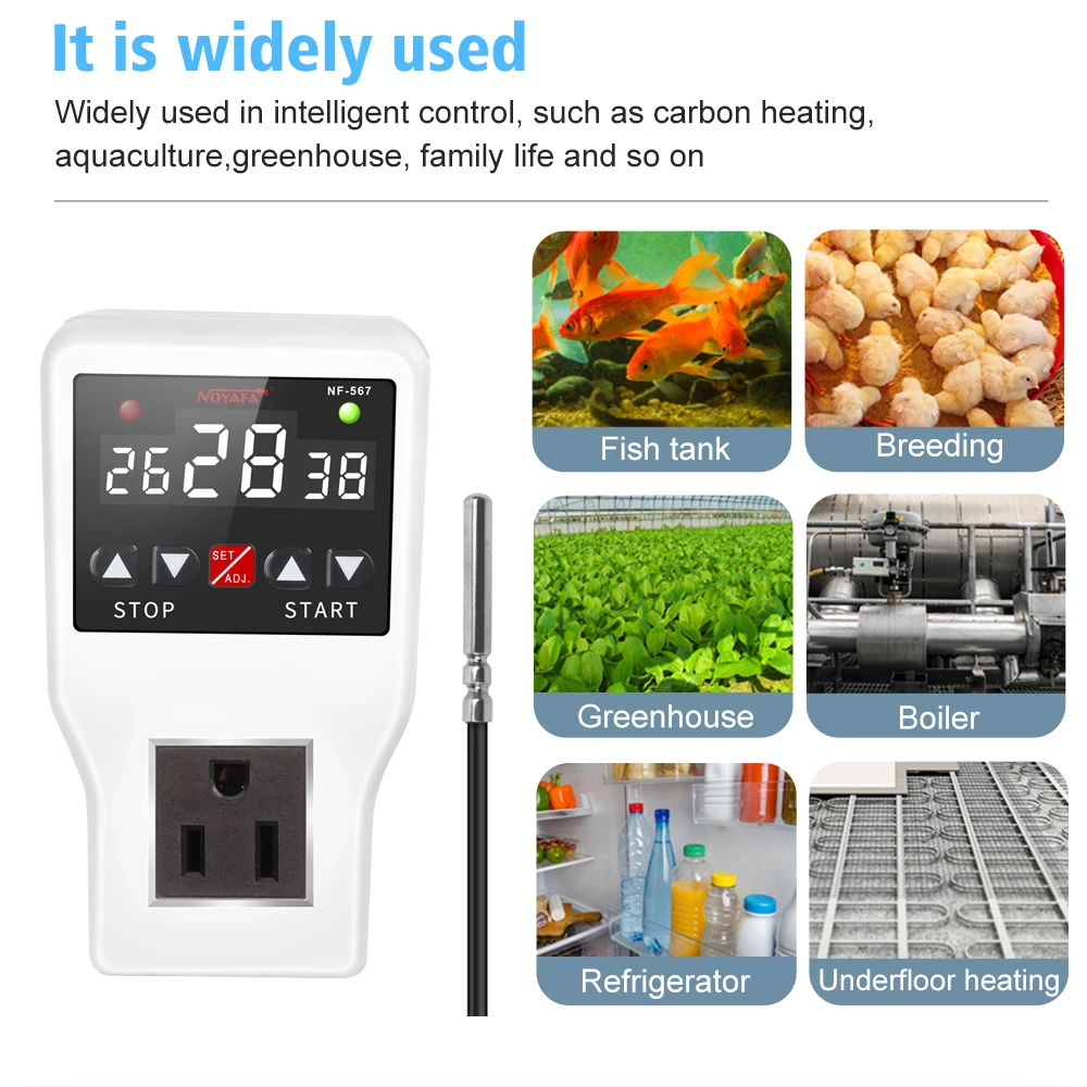 NOYAFA التبديل متحكم في درجة الحرارة NF-567 شاشة ديجيتال ذكي وحدة تحكم أوتوماتيكية بالكامل التحقيق مقبس درجة الحرارة