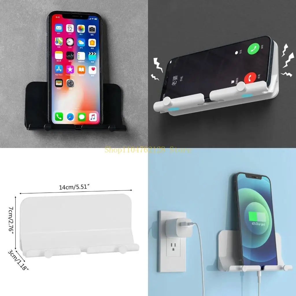 Wall Mount for Smart Phone Holder Stand with Charging Hole Self-Adhesive for Key Hanging Rack Storage Towel Hook Shelf best sale