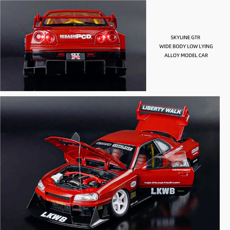 

1:18Alloy Model Simulation GTR Modified Track Edition Sports Car Display Cabinet Decorative Children's Big Toy Gifts for Friends