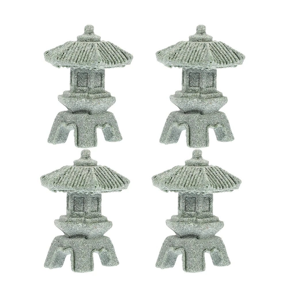 

4 Pcs Mini Pagoda Statue Stone Material Compact Size Garden Yard Balcony Decoration Outdoor naments Simulation Building