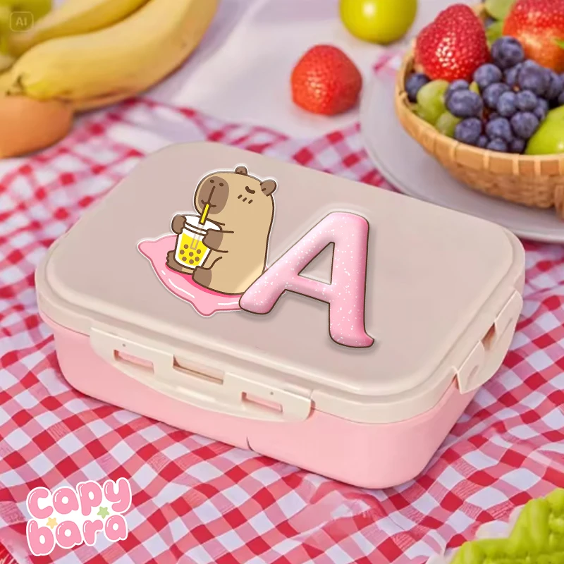 

Capybara Pink Lunch Box Girls Boys Kawaii Portable Bento Boxs Student Hermetic Food Crisper Single Layer Capacity Kids Rice Box