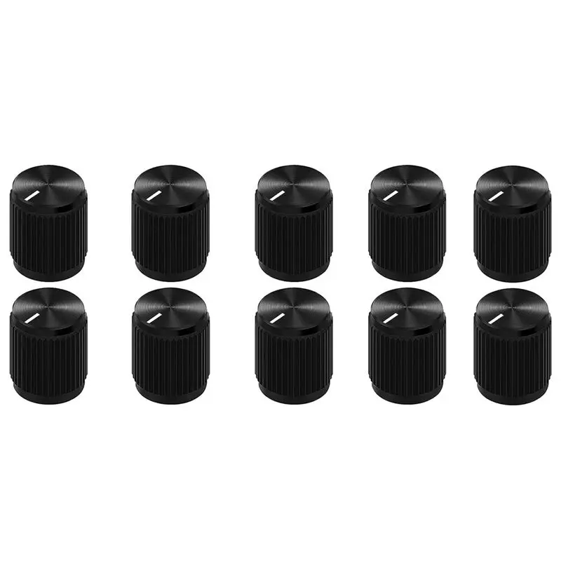 ABLB-10PCS Guitar Effect Pedal Knob Metal Black Potentiometer Knob Anodized Aluminum Amp Pot Knob 15X15mm Durable
