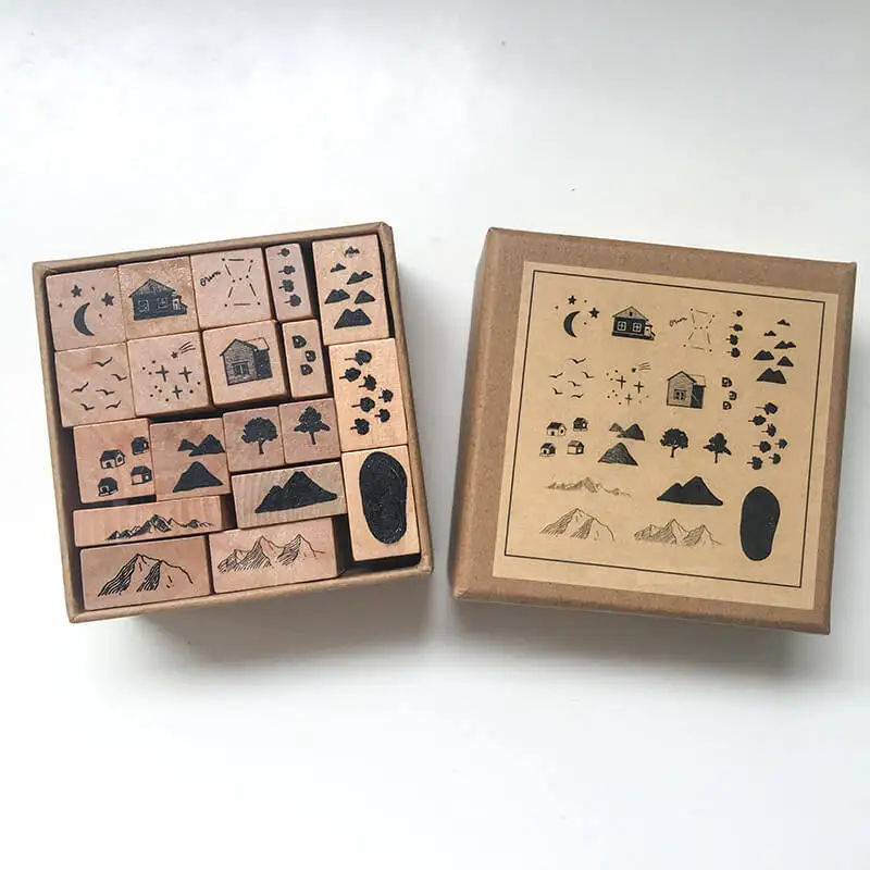 مجموعة طوابع الزهور الصغيرة لوازم القصاصات 19 طوابع خشبية مطاطية على شكل أوراق نباتية