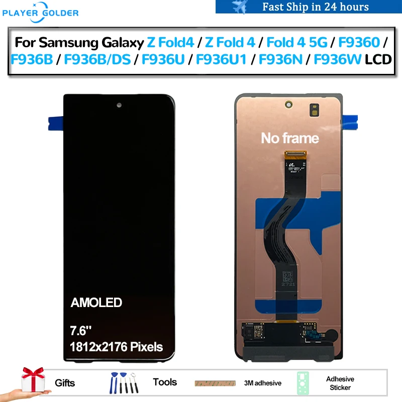 

AMOLED For Samsung Galaxy Z Fold4 Z Fold 4 5G F9360 F936B F936U F936N Pantalla lcd Display Touch Panel Screen Digitizer Assembly