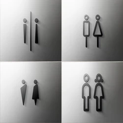 Pop Black Gold Color Toilet Sign Plate Acrylic 3D Wash Room Door Wall Label Sticker Wc Holder Signage Board Art Hotel Home Decor