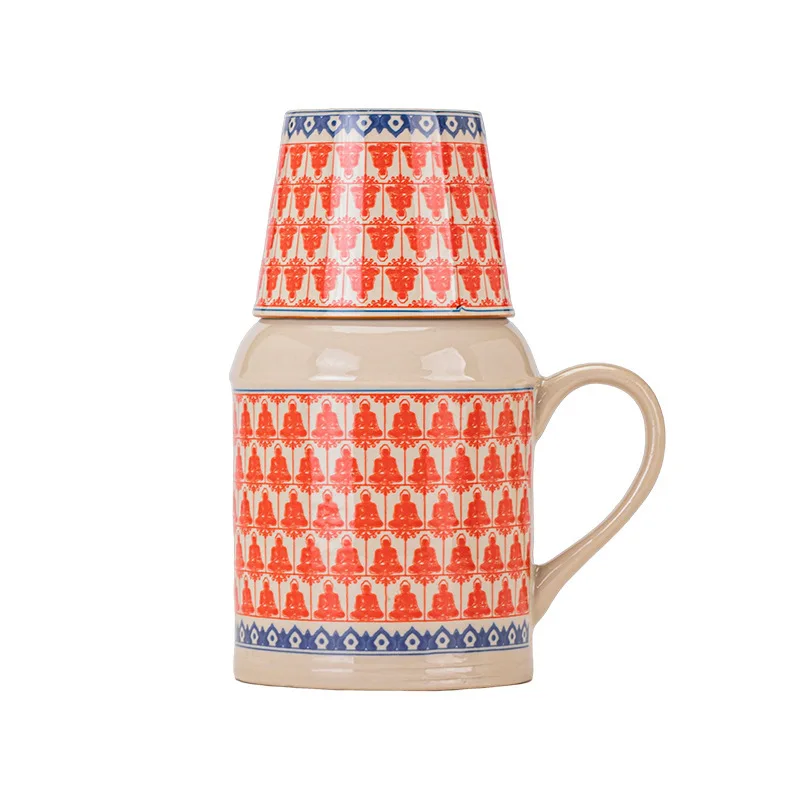 

Набор чашек в китайском стиле с Ruyao WanHua, маленький теплый горшок, кружка с крышкой, керамическая грелка для рук большой емкости, дорожный чайник + чашка