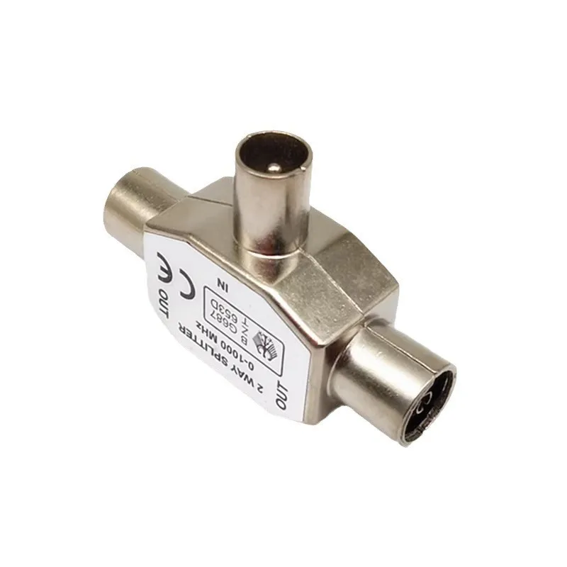 1 Metal TV Female to 2 Male 2 Way TV Antenna Splitter Adapter Tee Plug Jack Cable Aerial Distributor Coaxial Connector B5
