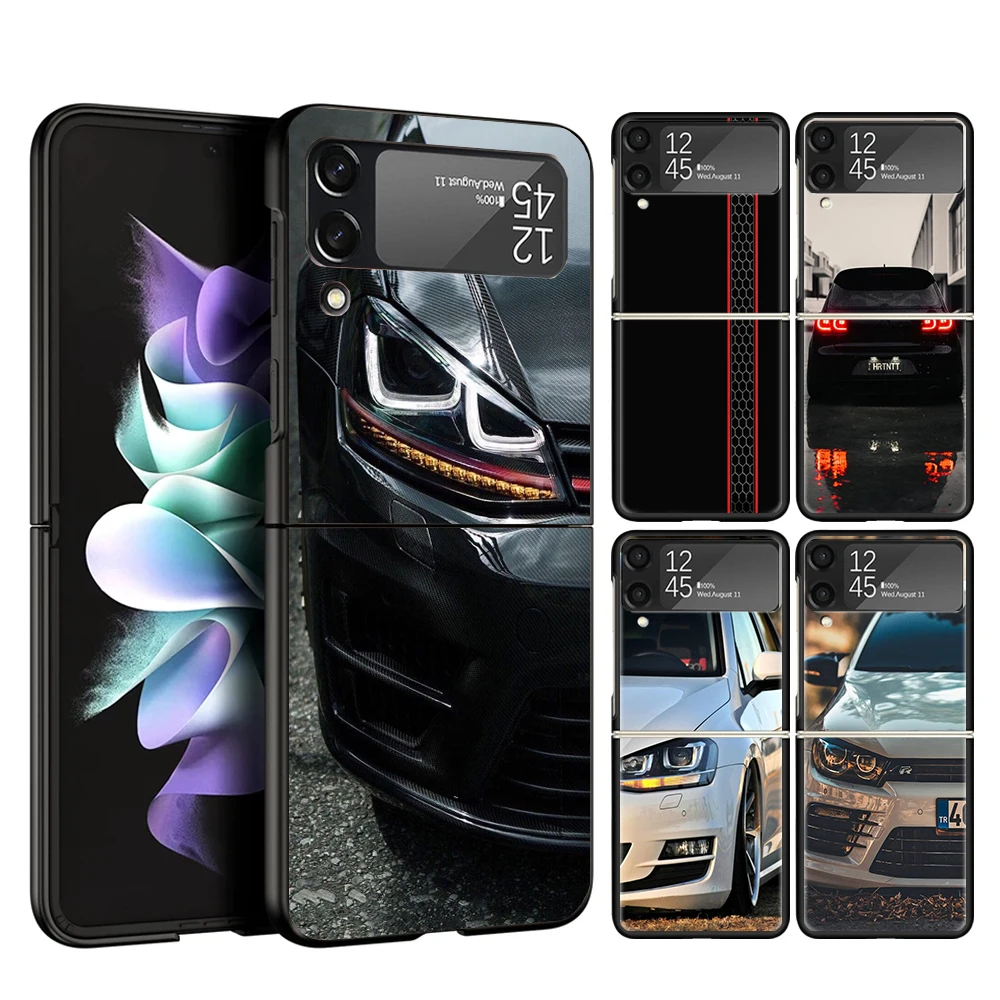 Sport Car Golf R 7 Cover Phone Case For Samsung Galaxy Z Flip 6 5 4 3 5G Flip6 Flip5 Flip4 Flip3 Black Hard Fundas Shell