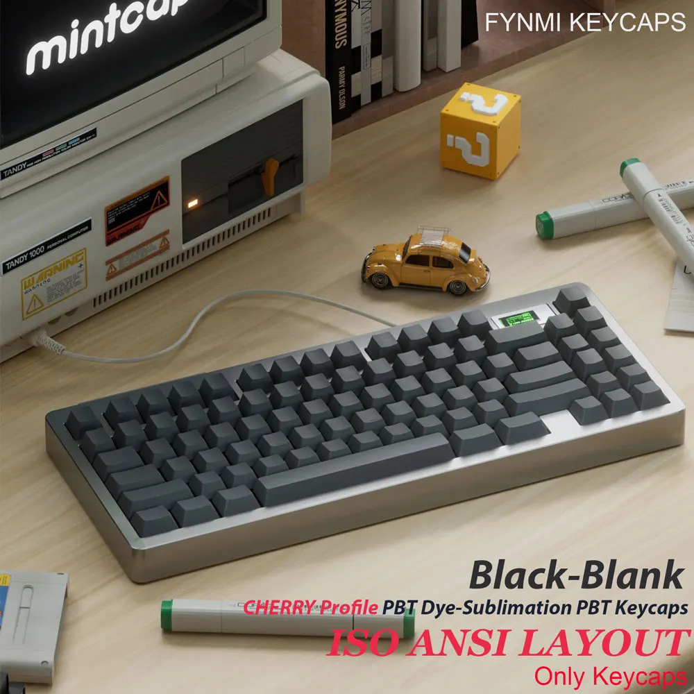 Fynmi Black Blank Cherry Profile ANSI ISO Layout Keycaps PBT Dye-sublimation Keycap for Mechanical MX Switch